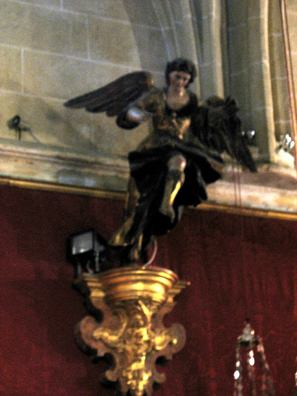 ARCOS DE LA FRONTERA: An angel springing into the air inside San Pedro. From the Chapel of the Rosary (1784), Santa Mara de la Asuncin, Arcos de la Frontera.