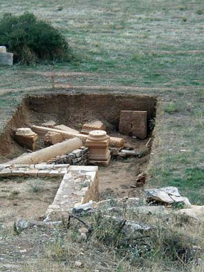AFRODISIAS: Just beside the stadium this recent dig had uncovered a small portion of a previously unknown structure. The archeologist we met told us they were awaiting funding to uncover what they think is probably a large building.