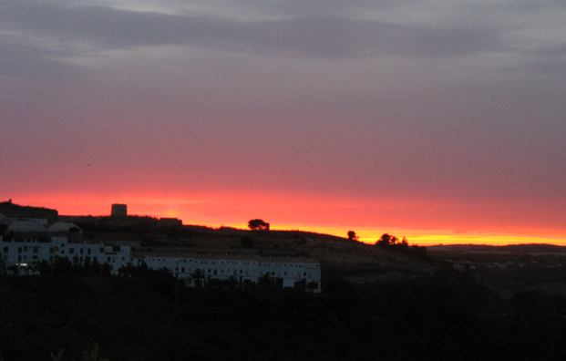 RONDA: That night we watched the sunset from the balcony of our apartment in Vejer.