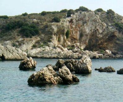 ANTALYA: Here's Paula enjoying the water by some rugged islands on our first stop. We were surprised to find no beaches were available, so to do this sort of thing you either need to be a strong swimmer or wear a flotation device.