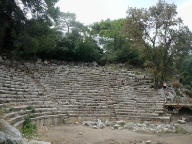 PHASELIS: There's a small theater at the site. The many green trees and the surrounding water give Phaselis a romantic air.