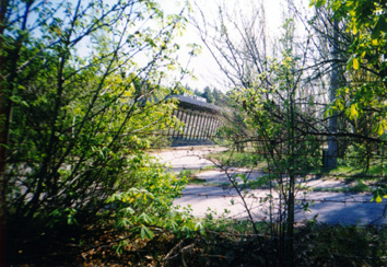 Many of the bus drivers who heroically helped the residents of Chernobyl flee died of radiation sickness shortly thereafter. This picture of the old bus terminal was taken April 26, 1999.
