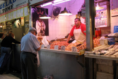 MALAGE: Many of the stalls were run by butchers., Mercado Central de Atarazanas.