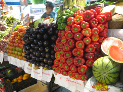 MALAGE: There were also plenty of fresh fruits and vegetables available. We bought a paper cone full of intensely flavorful strawberries and ate them later that day with double Devon cream, available in a Spanish supermarket thanks to the EU. Mercado Central de Atarazanas.