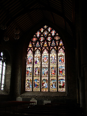KILKENNY: This handsome stained-glass window is a 19th-century creation showing the influence of the Pre-Raphaelite School of artists.