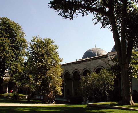 TOPKAPI PALACE: The Palace grounds are a pleasant place to rest (and can be entered free). If you have time, visit the three much less crowded stunning museums off to the left of the main entrance, behind the palace. Anyone interested in antiquities will find them fascinating. Unfortunately, we were unable to take pictures in them on the day we visited--next time!