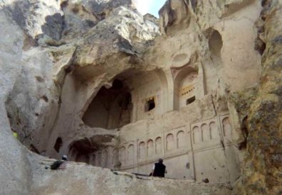 CAPADOCCIA: One of the larger churches, in cross-section.