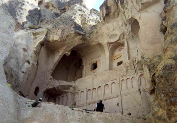 CAPADOCCIA: One of the larger churches, in cross-section.