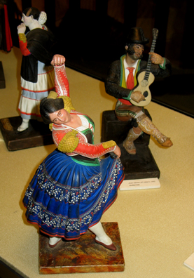 MALAGE: More locally made souvenirs, these are a guitarist and a dancer. In Museo de artes y costumbres populares, Mlaga.
