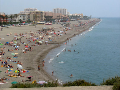 SALOBERNA: We headed west along the glitzy Mediterranean Costa del Sol, and stopped for lunch on the beach at the resort town of Salobreña. We were very glad to have done our own beach time on the Atlantic beaches near Vejer.