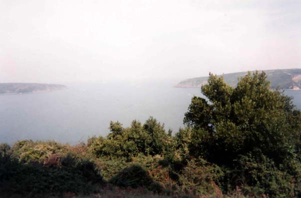 BOSPORUS: Our last shot: the Black Sea in the distance. There was constant ship traffic through here as we watched from the site of an old castle high on a cliff overlooking the strait, listening to the bells on a small herd of cows wandering around the site. We're usually sorry to leave the countries we visit; but we were particularly taken by Turkey, and were by this time already thinking about what we'd like to do when we returned.