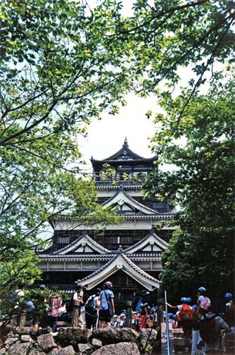 HIROSHIMA: Few ancient Japanese castles survived the ravages of time--they were made largely of wood. One that did was the castle at Hiroshima, until it was utterly destroyed by the atomic bombing of the city in 1945. The building and grounds have been lovingly restored, and are a major tourist attraction for school groups and others, with exhibits of armor, pottery, etc., including a lively 3-D animated laser cartoon played out on a model of the castle, explaining how it was originally built. Ground zero was practically next door. May 19, 1998