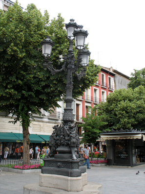 GRANADA: Elaborate streetlamp in the Plaza Bib-Rambla near the cathedral.