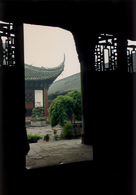 TEMPLE OF DIVINE LIGHT: Details of buildings on the temple grounds.