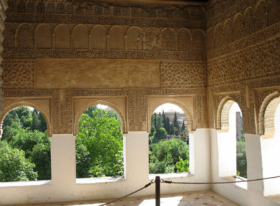 ALHAMBRA: The Generalife was designed to take advantage of cool hilltop breezes in summer; and this room is the coolest of all, with a marvelous view.
