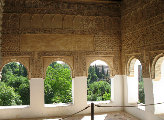 ALHAMBRA: The Generalife was designed to take advantage of cool hilltop breezes in summer; and this room is the coolest of all, with a marvelous view.