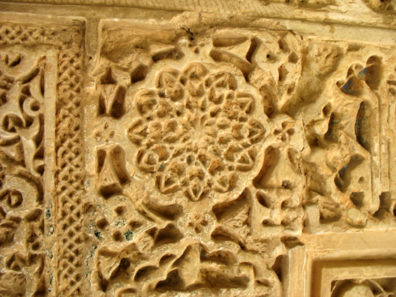 ALHAMBRA: Detail of the decoration, created from molds and wet plaster.