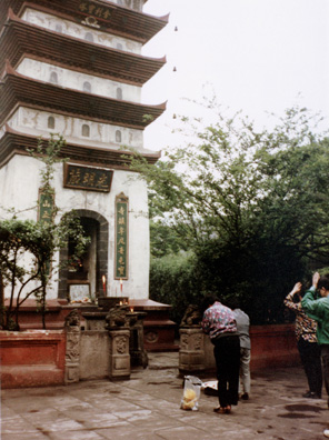 TEMPLE OF DIVINE LIGHT: Details of buildings on the temple grounds.