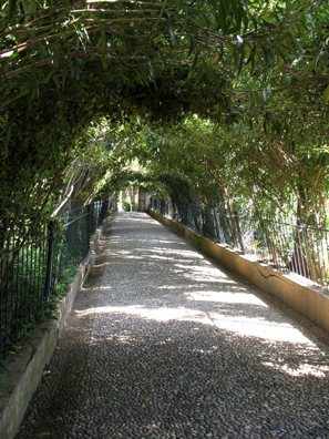 ALHAMBRA: Paseo de las Adelfas, Generalife. This arched walkway was created for a visit by Isabella II in the 19th C.