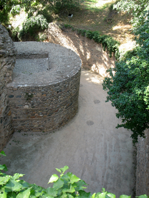 ALHAMBRA:View of the fortifications and moat from the walls of the Alhambra.