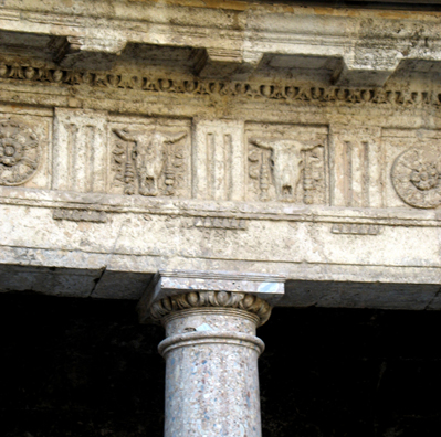 ALHAMBRA: The cow-skull motif was copied from ancient Roman buildings.