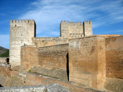 ALHAMBRA: The imposing walls of the Alhambra fortifications.