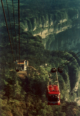 MT. EMEI: A long, jolting bus ride through beautiful mountains (recently reforested) and a steep tram ride brought us to the mountain top (commercial photo).