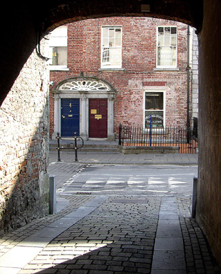 KILKENNY: View through an arch of a handsome Georgian house.