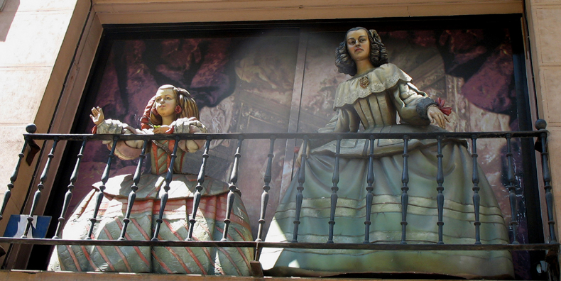 MADRID: The next day was largely devoted to exploring art museums. We were amused by the life-sized figures on a storefront balcony reproducing various figures from the paintings of Goya.