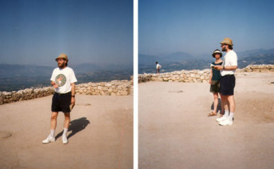 MYCENAE: In the so-called "throne room of Agamemnon" Paula and Paul performed the confrontation scene between Orestes and Clytemnestra from The Libation-Bearers, part two of the Oresteia. Note the simple but effective costumes. The rooms of the "palace" are actually quite small: hard to imagine any very impressive ceremonial taking place in them. The pageantry must been outdoors.