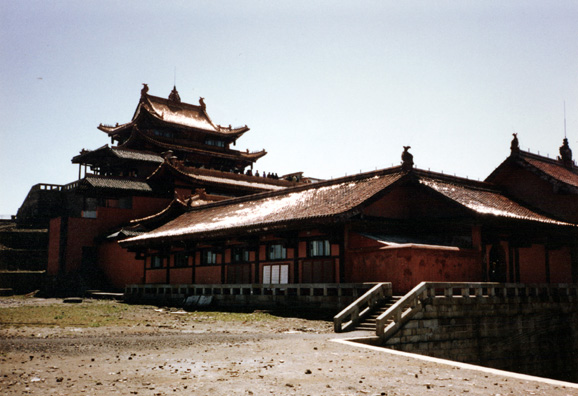 MT. EMEI: Our view of the main temple complex.