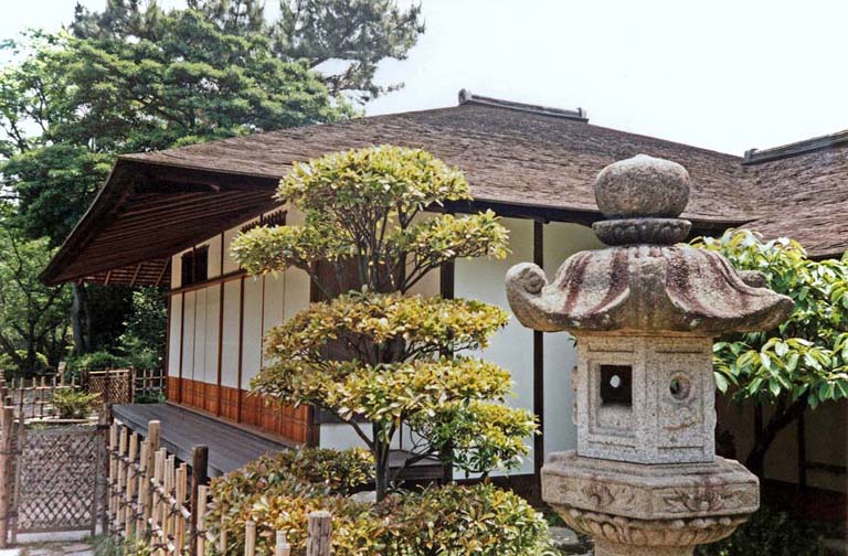 HIROSHIMA: This tea cottage is built using a different architectural style on each of its sides. May 19, 1998