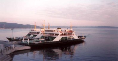 CANAKKALE: Our ferry looked pretty much like these docked just outside our hotel at sunset.