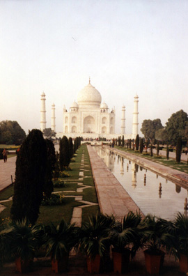 A last look at the Taj Mahal at sunset, with the sound of myriad muezzins crying the call to evening prayer in the background.