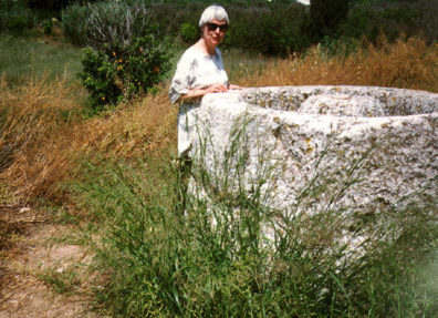 TIRYNS: Margarthe at the fountain. It actually had a little water in it.