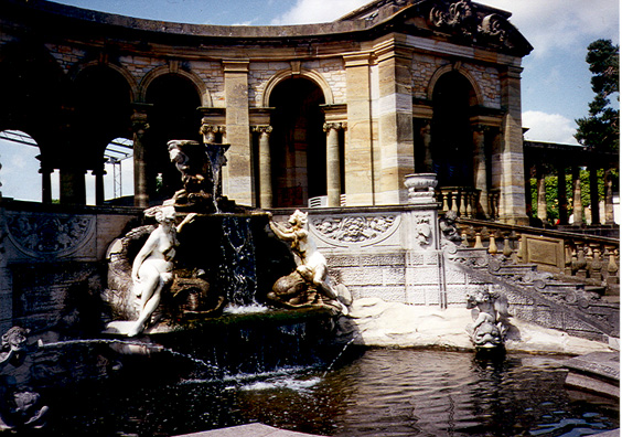 HEVER CASTLE: An artificial lake is approached through this neo-baroque folly, complete with fountain.