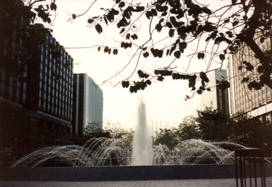 HONG KONG: Fountain in the plaza in front of our hotel.