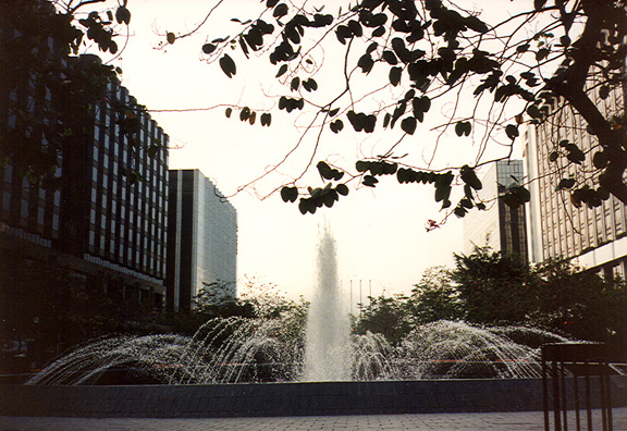 HONG KONG: Fountain in the plaza in front of our hotel.