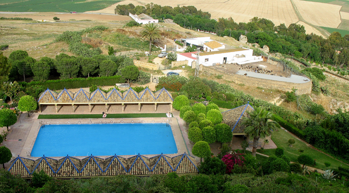 CARMONA: The view from the Alcazar del Rey Don Pedro, now a luxury state-run hotel (Parador), is a bit incongruous, with the luxurious swimming pool right next door to a run-down chicken farm.