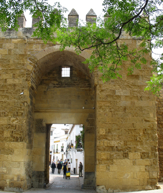 CORDOBA: The gate into the historical city in the remaining section of city wall: the Puerta Almodóvar.