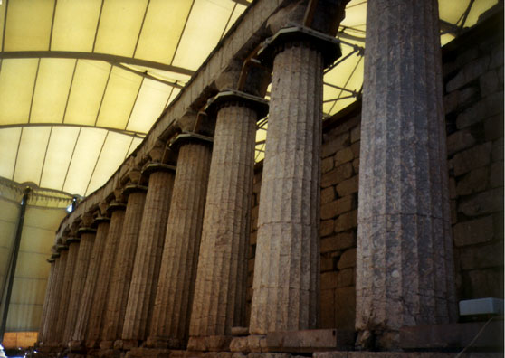 BASSAE: Sighting along this row of columns reveals the alarming state of the structure. What these photos don't show is that the stone itself is in very poor shape.