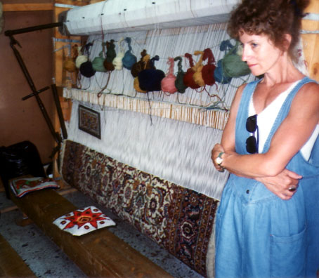 BASSAE: Coming down the hill from Bassae, our bus proved to be in poor shape as well, and we wandered around the village of Andritsina's empty streets, almost every store closed for the mid-day siesta, as we waited for it to be repaired. However, the women in this local rug factory, hand-knotting elaborate designs, were working through the mid-day heat. Fortunately, we were soon on our way again.