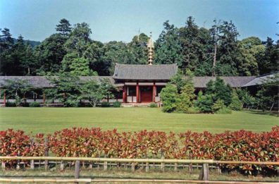 NARA: Walkways and auxiliary buildings beside the large square in front of the Daibutsu Temple. May 21, 1998