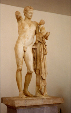 OLYMPIA: The Olympia museum was fascinating. Its most famous sculpture is this Hermes and infant Dionysus.