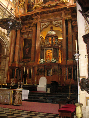 CORDOBA: This chapel facing out into the Mosque's pillared hall is used for state occasions rather than the more cramped quarters of the cathedral.