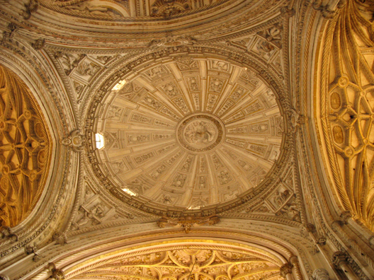 CORDOBA: Ornate dome inside the cathedral built inside La Mezquita. Constructed 1523.