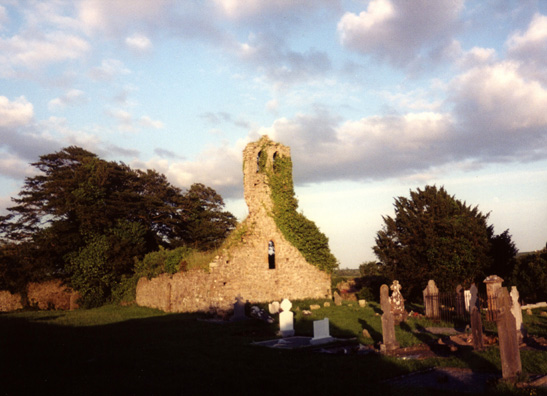 Brú na Bóinne: Not far north of Dublin, is the area known as Brú na Bóinne--The Bend in the Boyne River. We stayed in a B&B outside the village of Slane to visit the nearby prehistoric mounds, the largest collection of such mounds in Ireland. The three main sites are Dowth, Newgrange, and Dowth. Looking for Dowth Mound (obscurely marked and not strictly speaking open to the public) we stumbled at sunset on the ruins of the old chapel and graveyard at Dowth Castle.