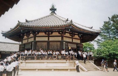 NARA: The Hall of Visions at the Yaakushiji Temple Complex, containing an ancient "hidden statue" of Shotoko Taichi as an emanation of Kannon, shown only one day a year (no . . . not this day).. May 21, 1998