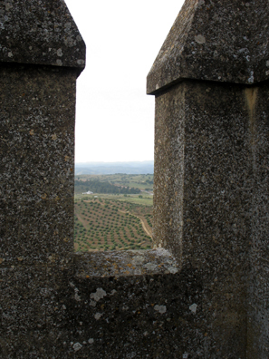 ALMODVAR DEL RIO: View of the countryside from between the crenelations of the castle walls.