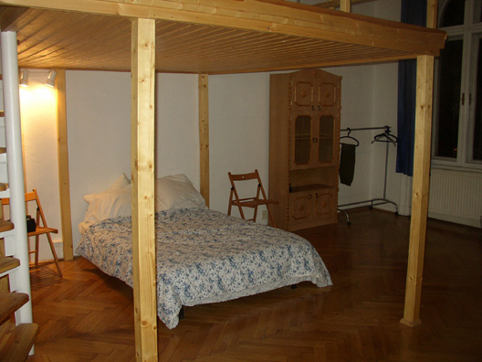 BUDAPEST:A bed in our apartment (loft with another bed above).